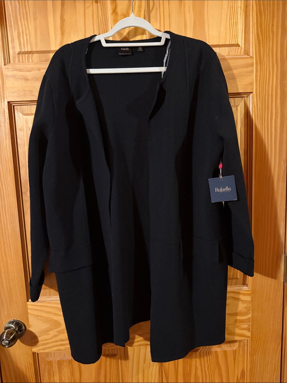 Rafaella Black Open-Front Long Sleeve Cardigan
